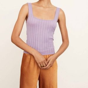 Vince - Wide Rib Square Neck Tank in Dark Lilac Size Small